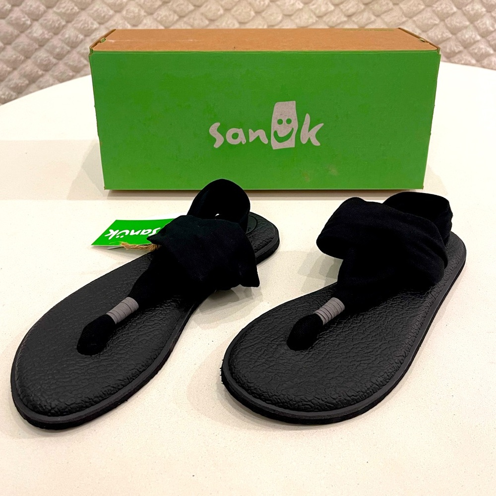 *NEW* Sanuk Yoga style sling Slippers Black MULTIPLE SIZES!
